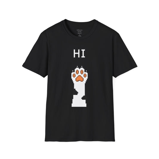 Cat Paw 'HI' T-Shirt — Cute Pixel Art Kitty Paw Graphic Tee