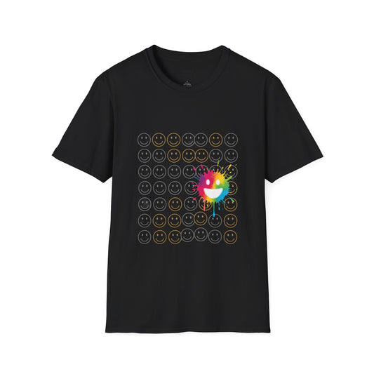 Smiley Grid T-Shirt — Color Splash Emoticon Graphic Tee