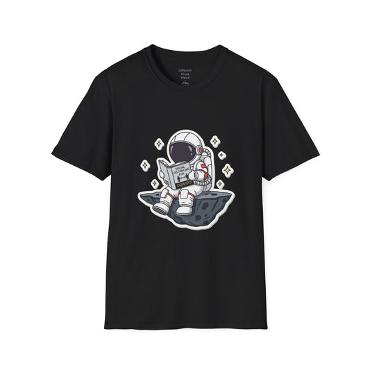 Astronaut Reading T-Shirt — Cute Space Explorer Graphic Tee