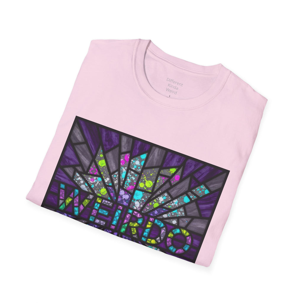 Weirdo Stained Glass T-Shirt — Colorful Mosaic 'WEIRDO' Graphic Tee