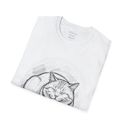 Cat Sketch T-Shirt — Relaxed Sleeping Cat Illustration Tee
