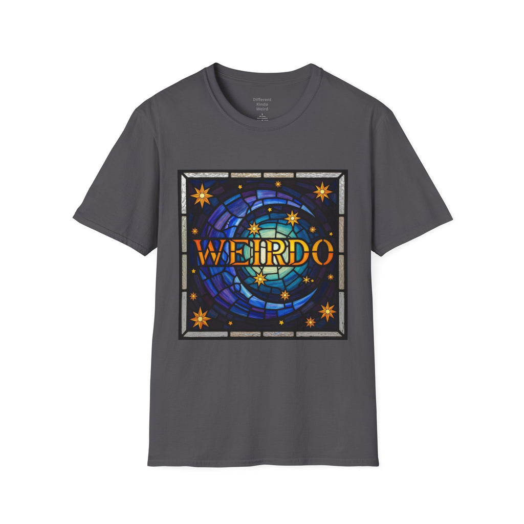 Weirdo Stained Glass Graphic T-Shirt — Retro Celestial Art Tee