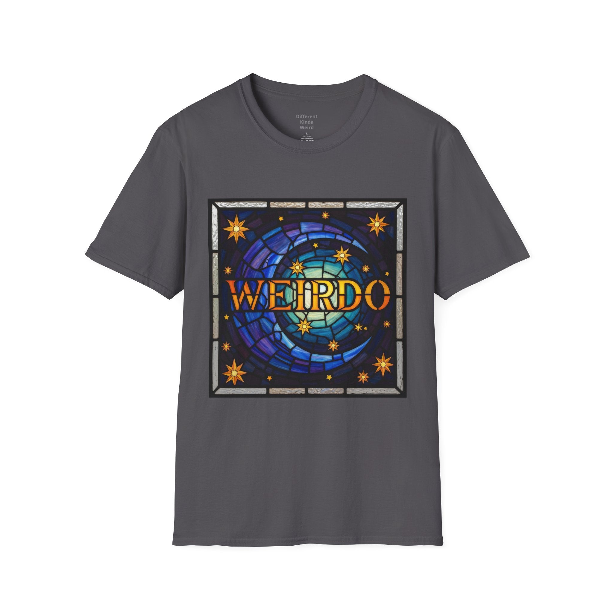 Weirdo Stained Glass Graphic T-Shirt — Retro Celestial Art Tee