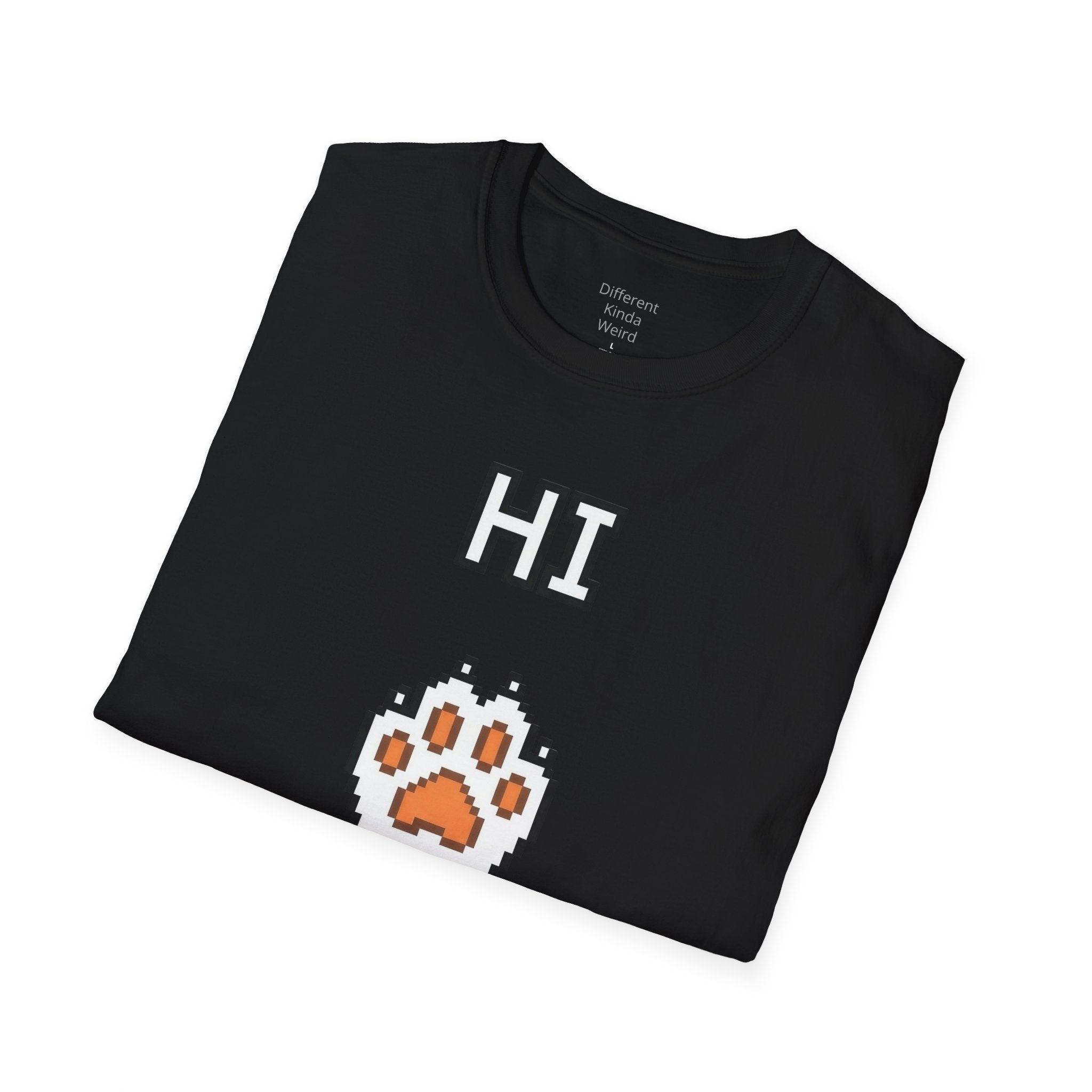 Cat Paw 'HI' T-Shirt — Cute Pixel Art Kitty Paw Graphic Tee