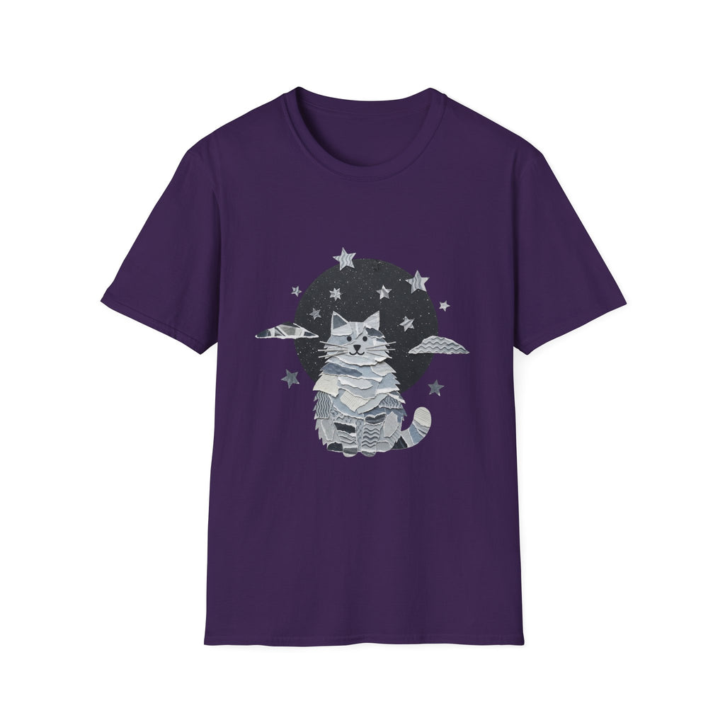 Celestial Cat Graphic Tee — Cute Space Cat T-Shirt with Stars
