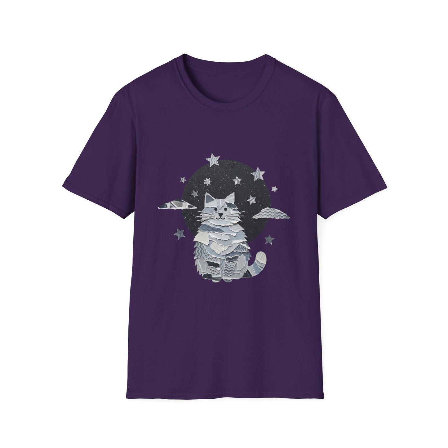 Celestial Cat Graphic Tee — Cute Space Cat T-Shirt with Stars