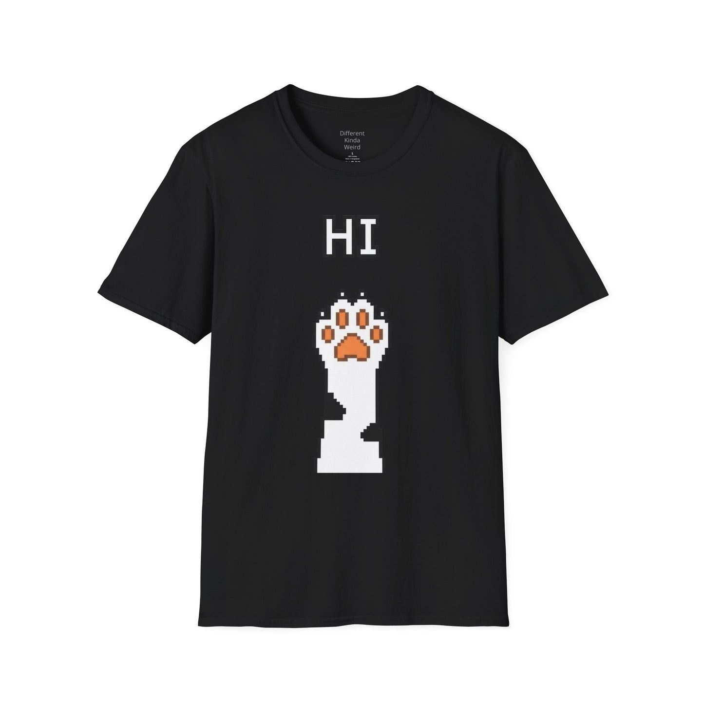 Cat Paw 'HI' T-Shirt — Cute Pixel Art Kitty Paw Graphic Tee