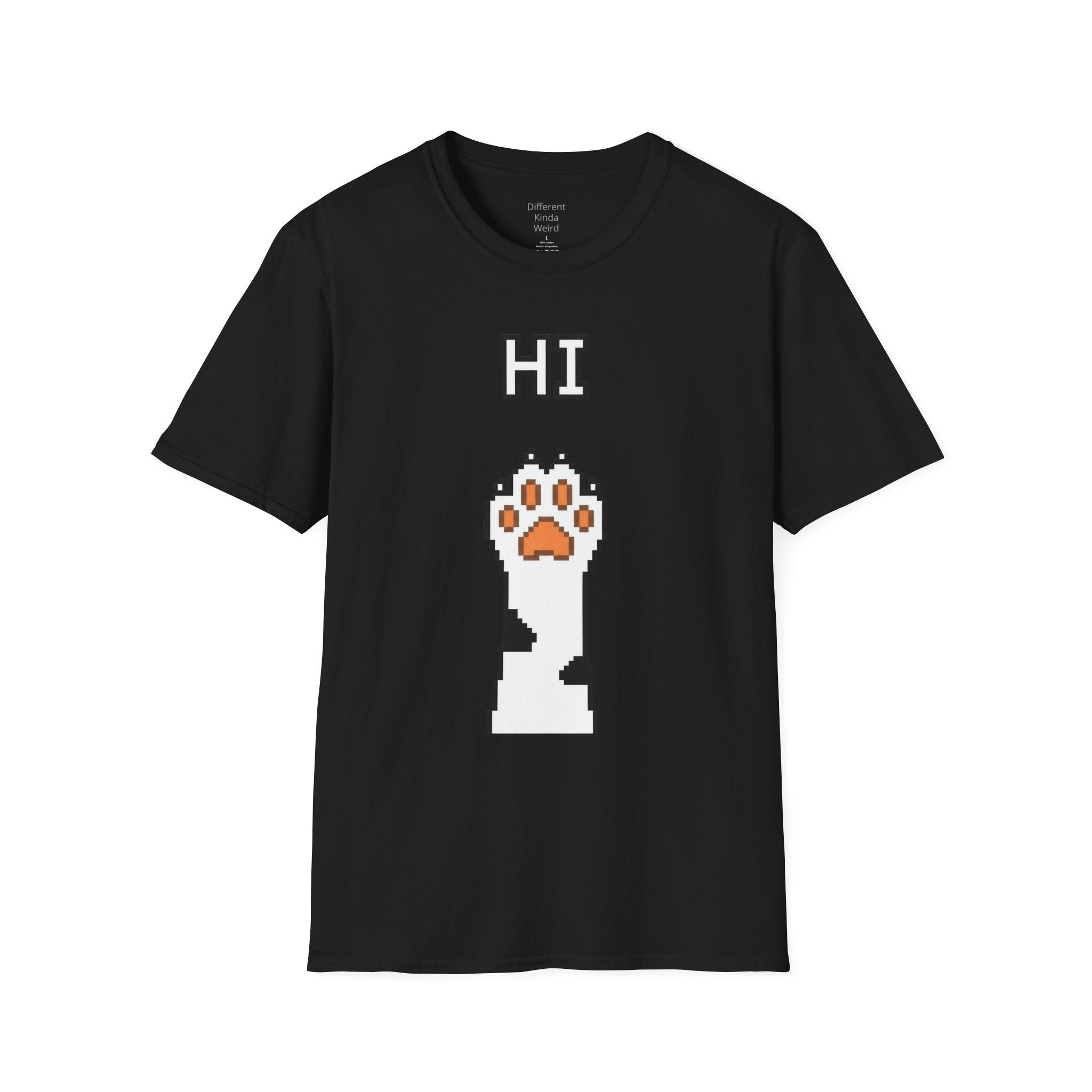 Cat Paw 'HI' T-Shirt — Cute Pixel Art Kitty Paw Graphic Tee