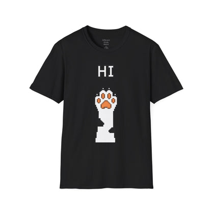 Cat Paw 'HI' T-Shirt — Cute Pixel Art Kitty Paw Graphic Tee