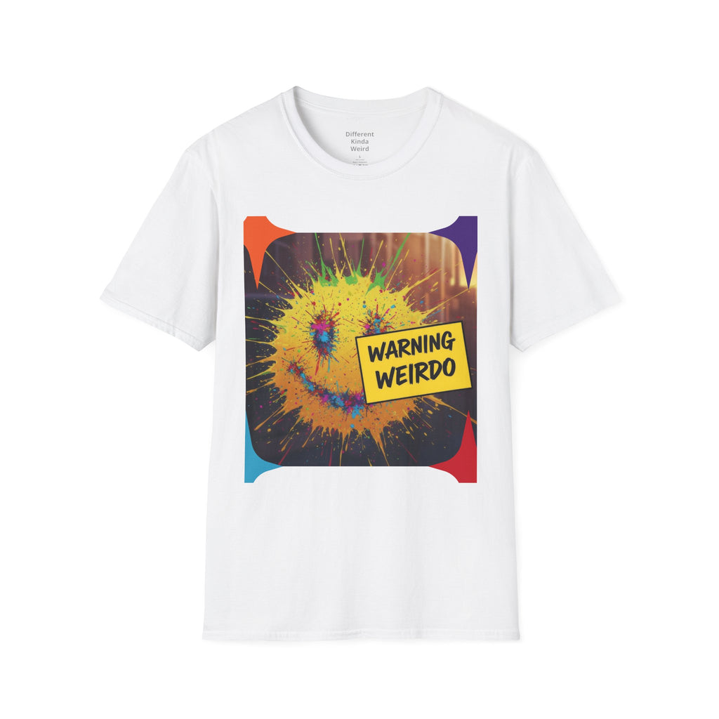 T-Shirt — "Warning Weirdo" Retro Smiley Graphic Tee