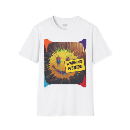 T-Shirt — "Warning Weirdo" Retro Smiley Graphic Tee