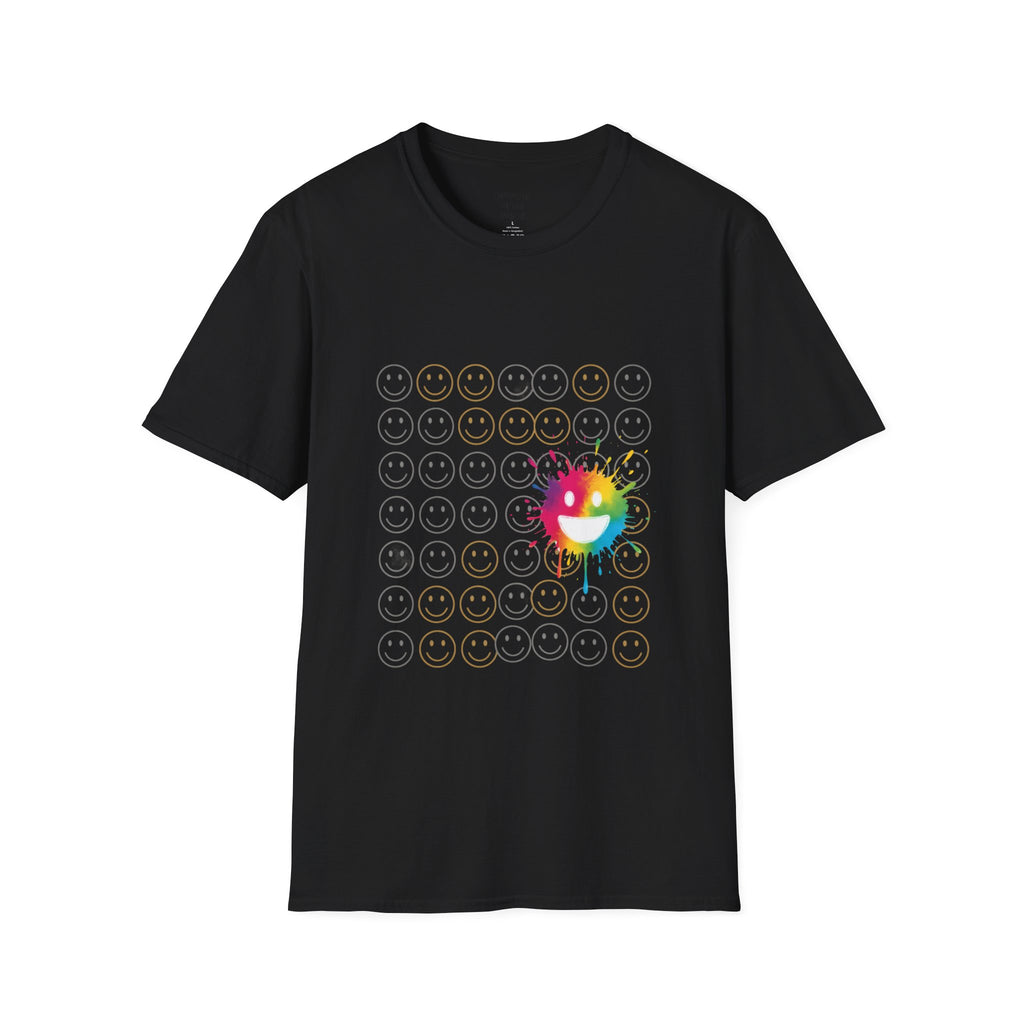 Smiley Grid T-Shirt — Color Splash Emoticon Graphic Tee