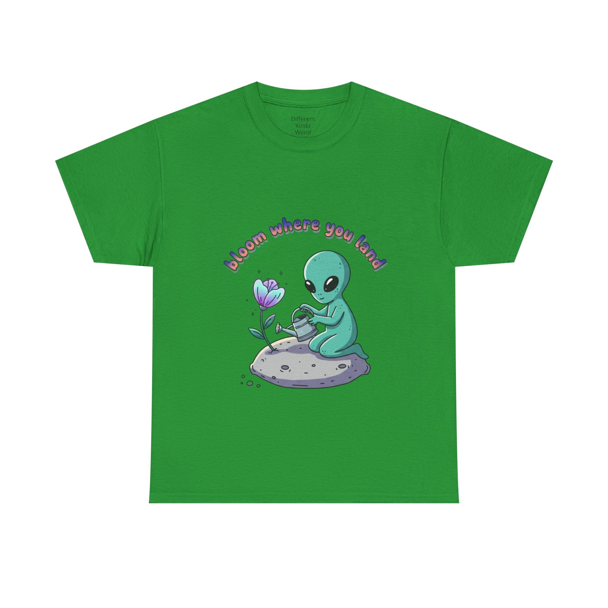 Alien Planting Tee — "Bloom Where You Land" Cute Alien Graphic T-Shirt