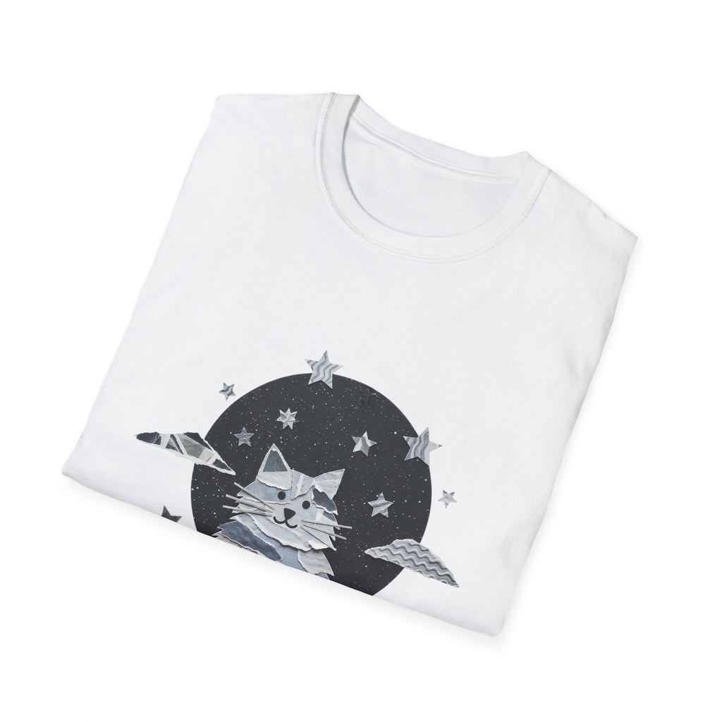 Celestial Cat Graphic Tee — Cute Space Cat T-Shirt with Stars