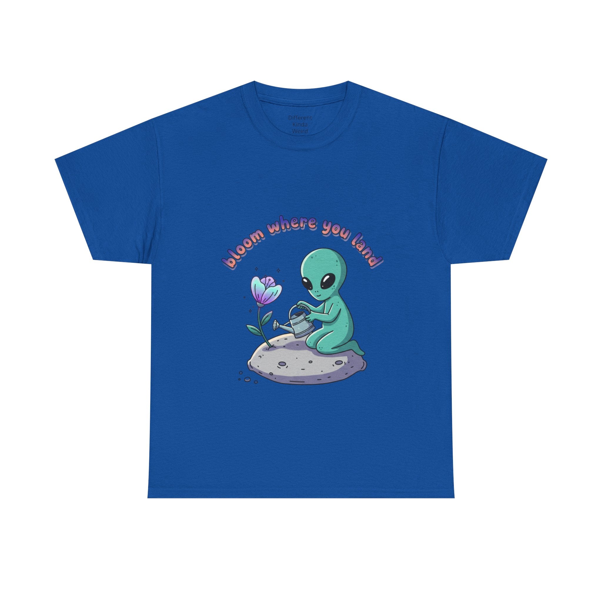 Alien Planting Tee — "Bloom Where You Land" Cute Alien Graphic T-Shirt