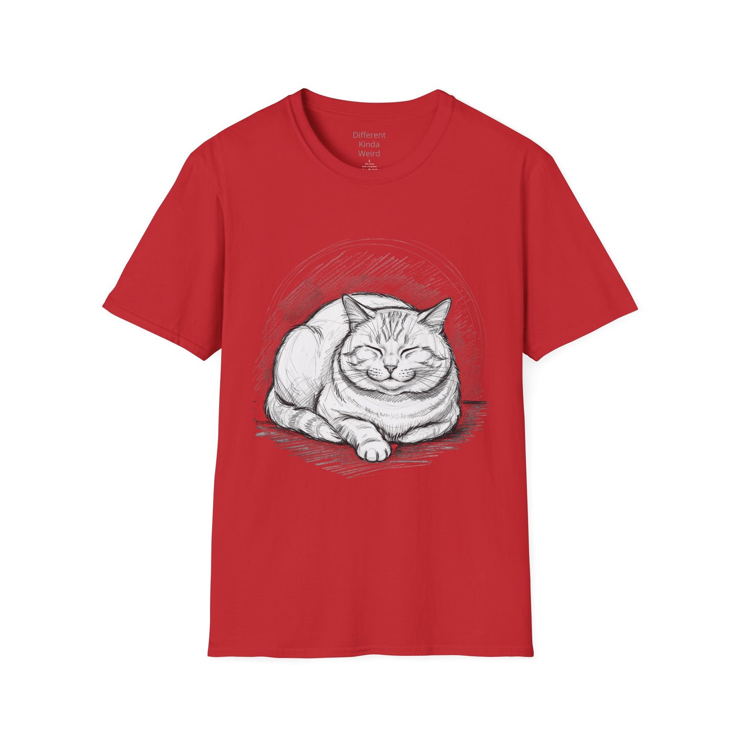 Cat Sketch T-Shirt — Relaxed Sleeping Cat Illustration Tee