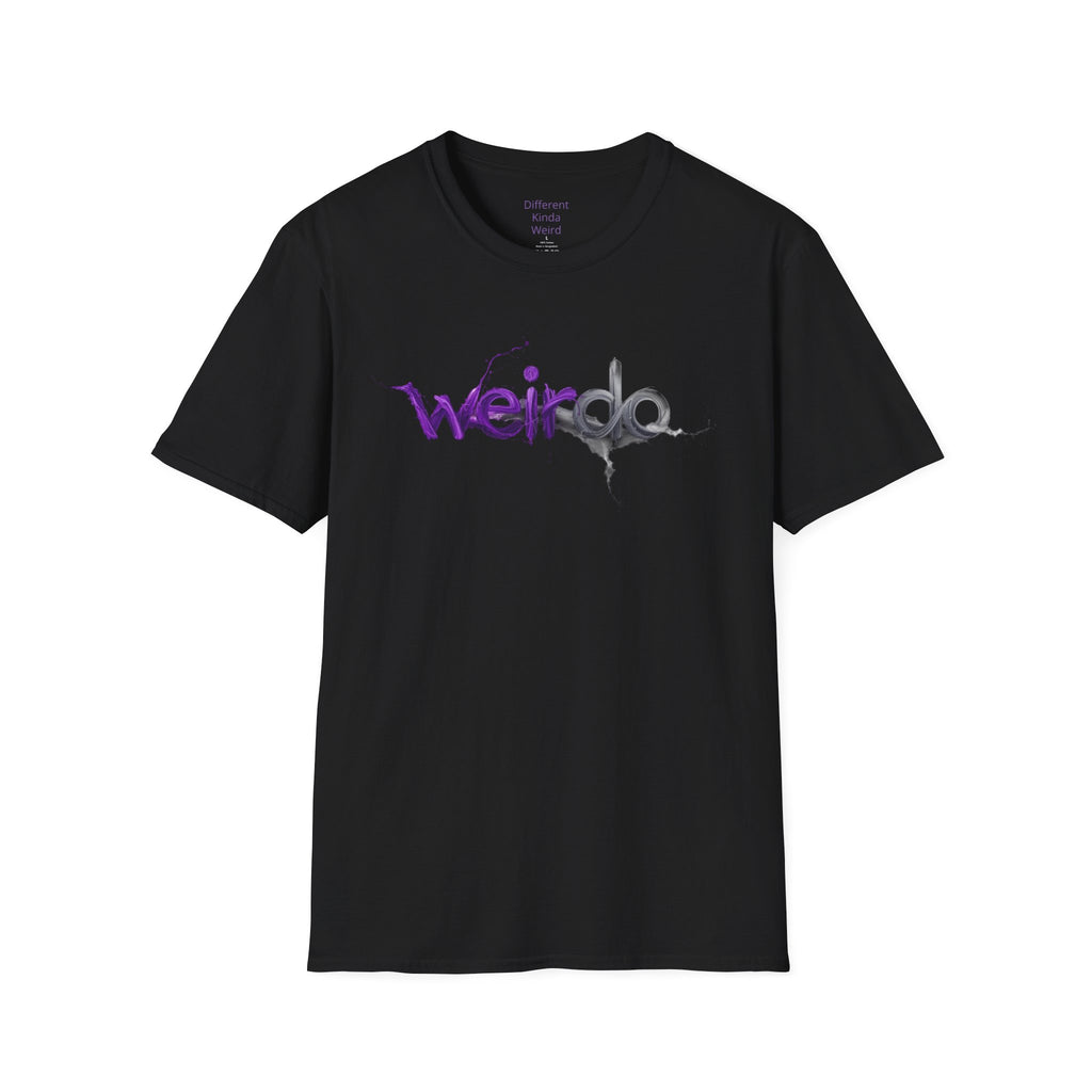 Weirdo Graphic Tee — Purple Grunge Text T-Shirt