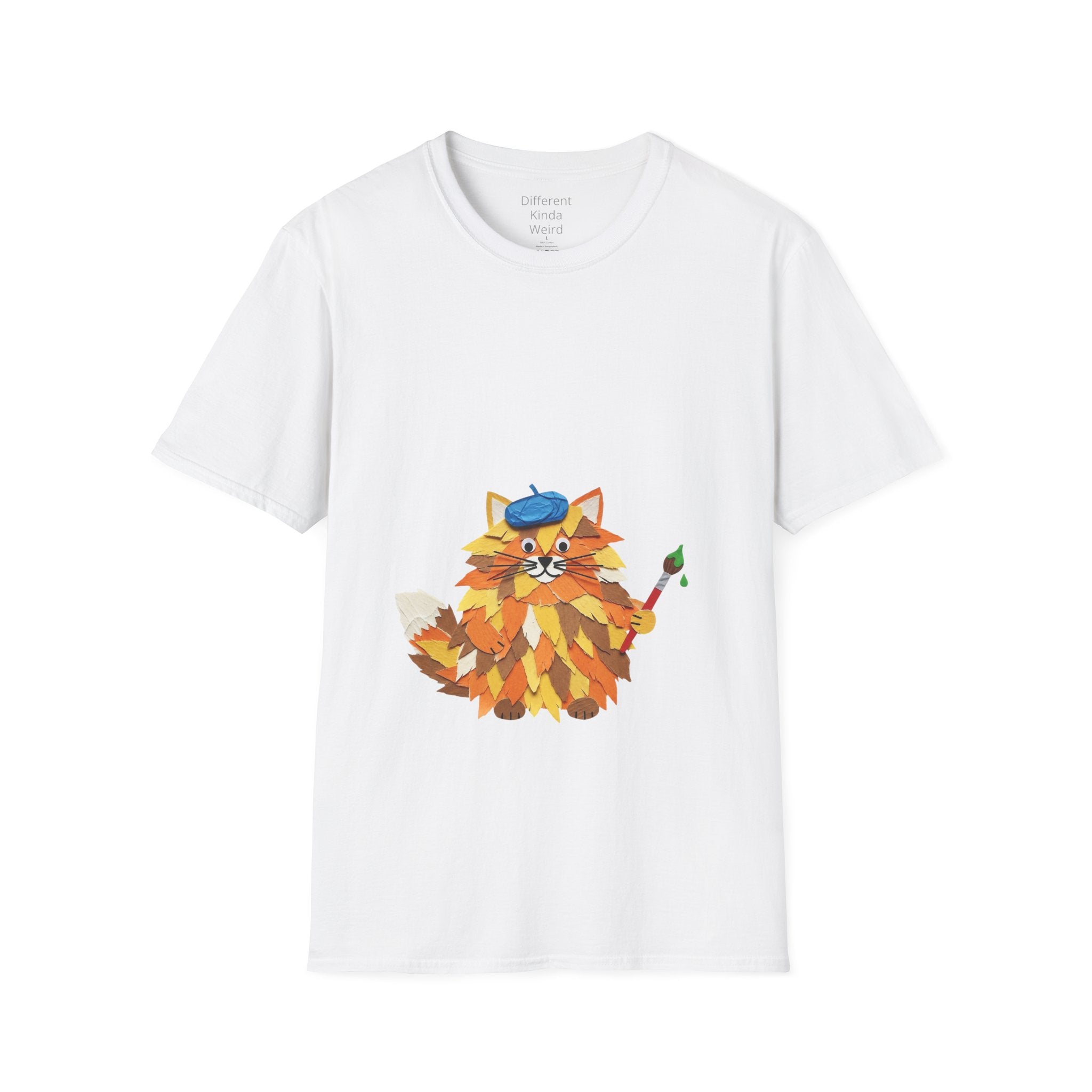 Artist Cat Graphic T-Shirt — Cute Autumn Painter Kitten Tee