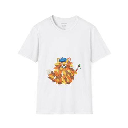 Artist Cat Graphic T-Shirt — Cute Autumn Painter Kitten Tee