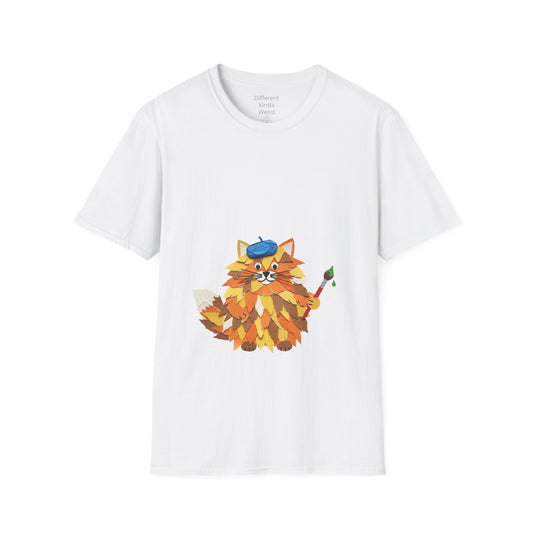 Artist Cat Graphic T-Shirt — Cute Autumn Painter Kitten Tee
