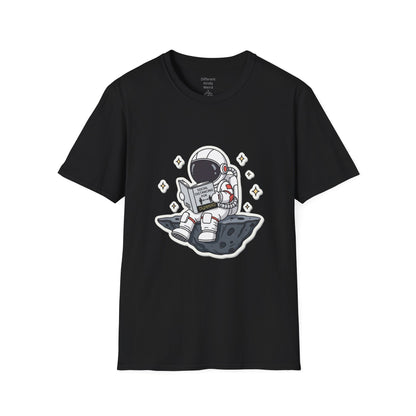 Astronaut Reading T-Shirt — Cute Space Explorer Graphic Tee