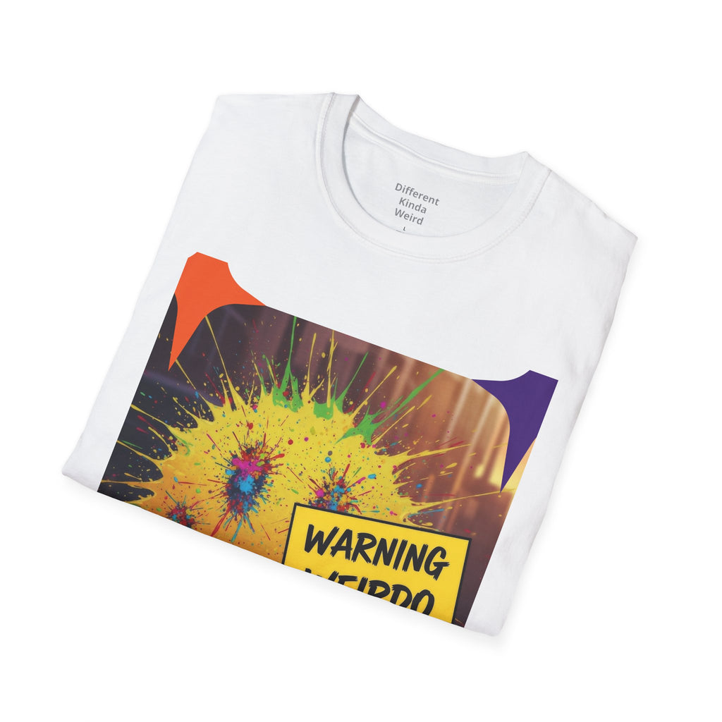 T-Shirt — "Warning Weirdo" Retro Smiley Graphic Tee
