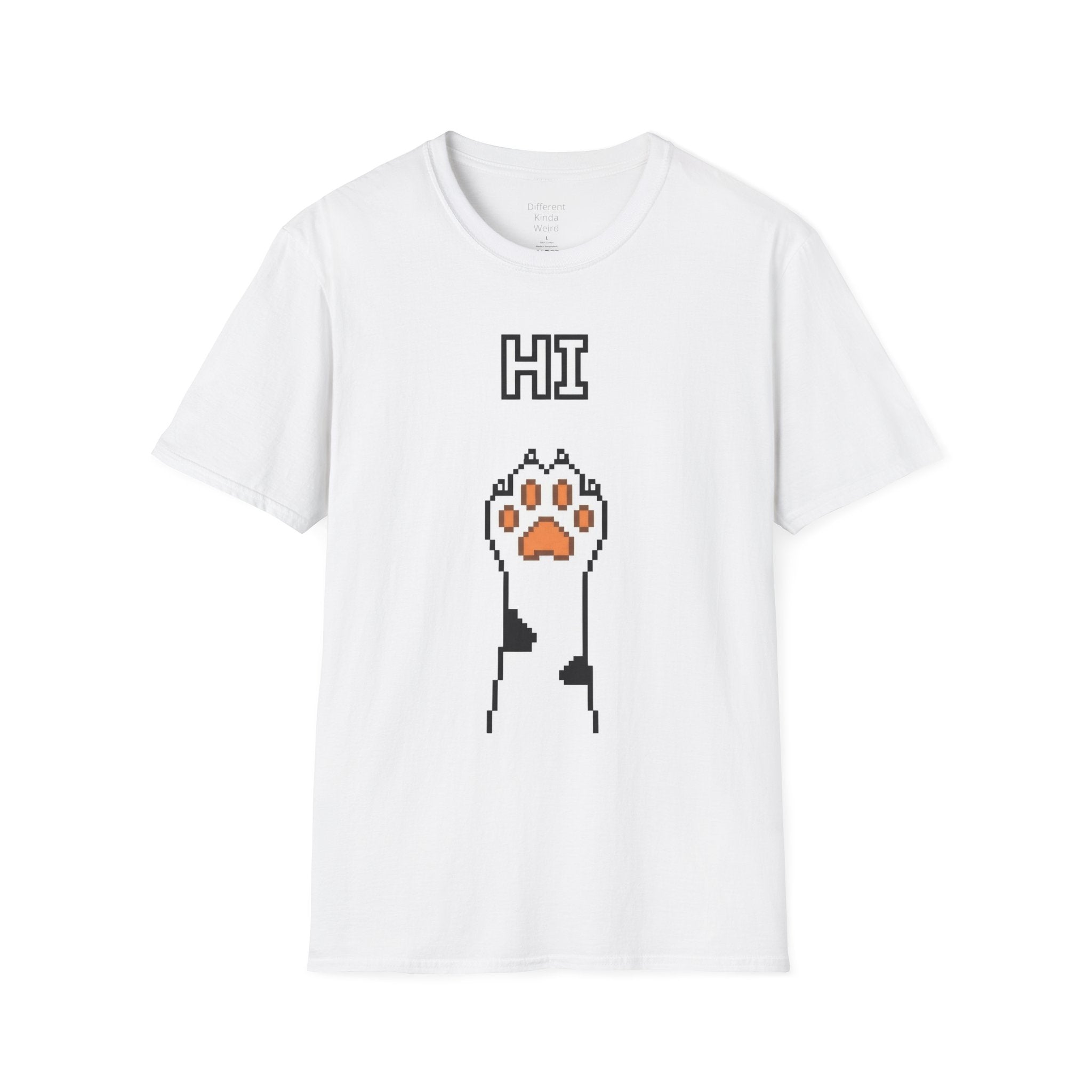 Cat Paw 'HI' T-Shirt — Cute Pixel Art Kitty Paw Graphic Tee