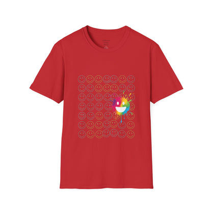 Smiley Grid T-Shirt — Color Splash Emoticon Graphic Tee
