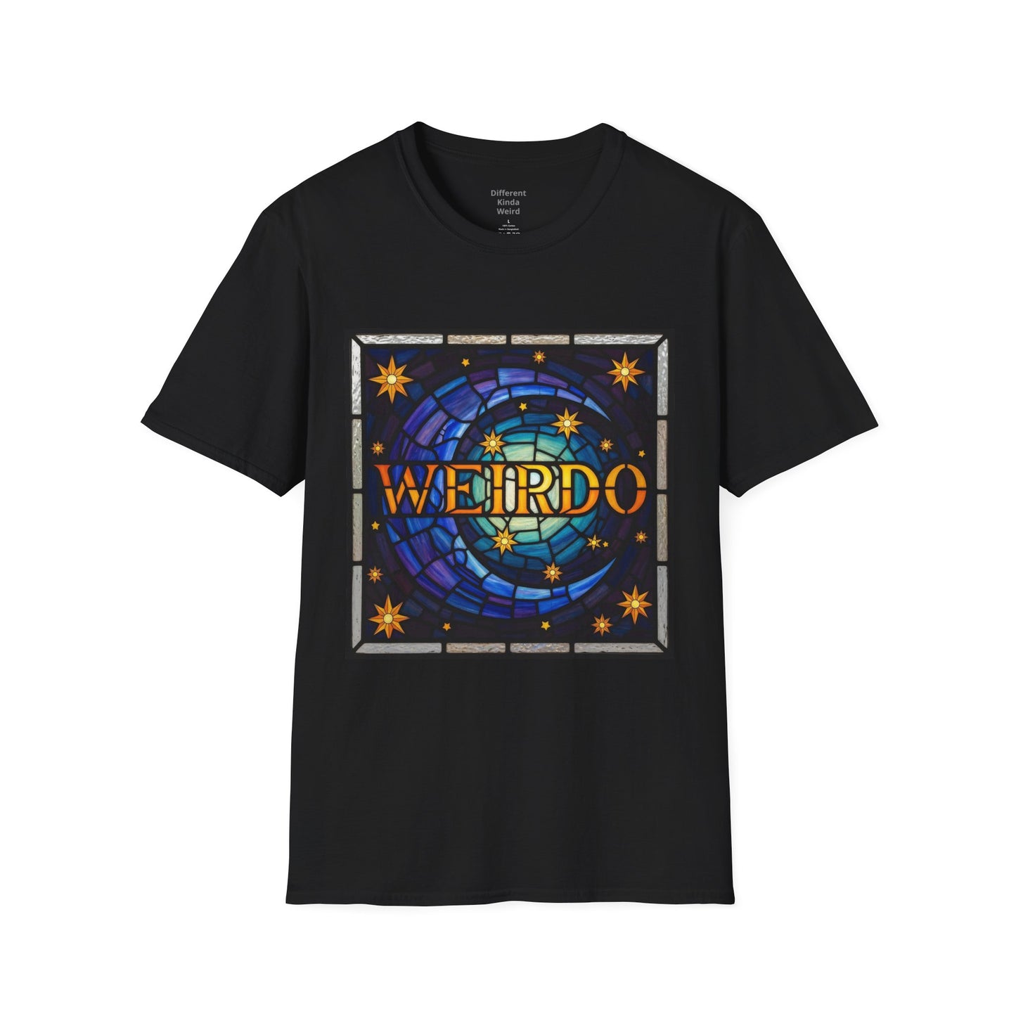 Weirdo Stained Glass Graphic T-Shirt — Retro Celestial Art Tee