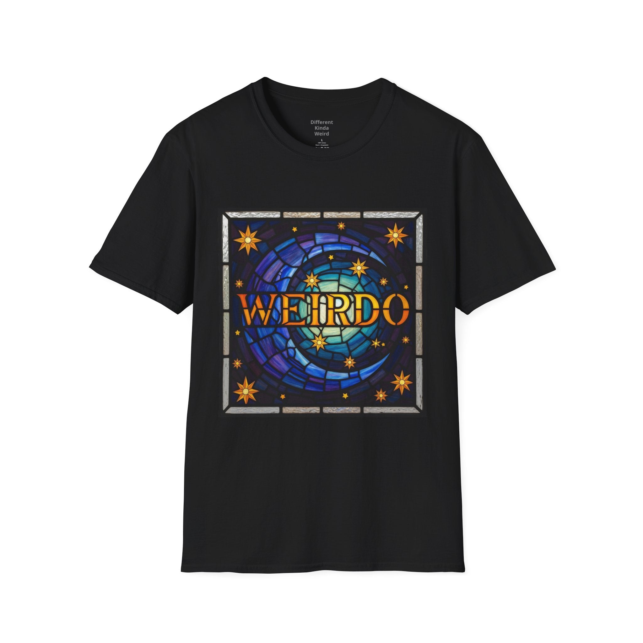 Weirdo Stained Glass Graphic T-Shirt — Retro Celestial Art Tee