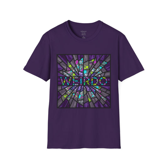 Weirdo Stained Glass T-Shirt — Colorful Mosaic 'WEIRDO' Graphic Tee
