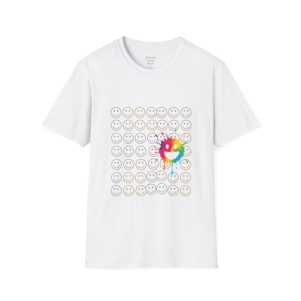 Smiley Grid T-Shirt — Color Splash Emoticon Graphic Tee