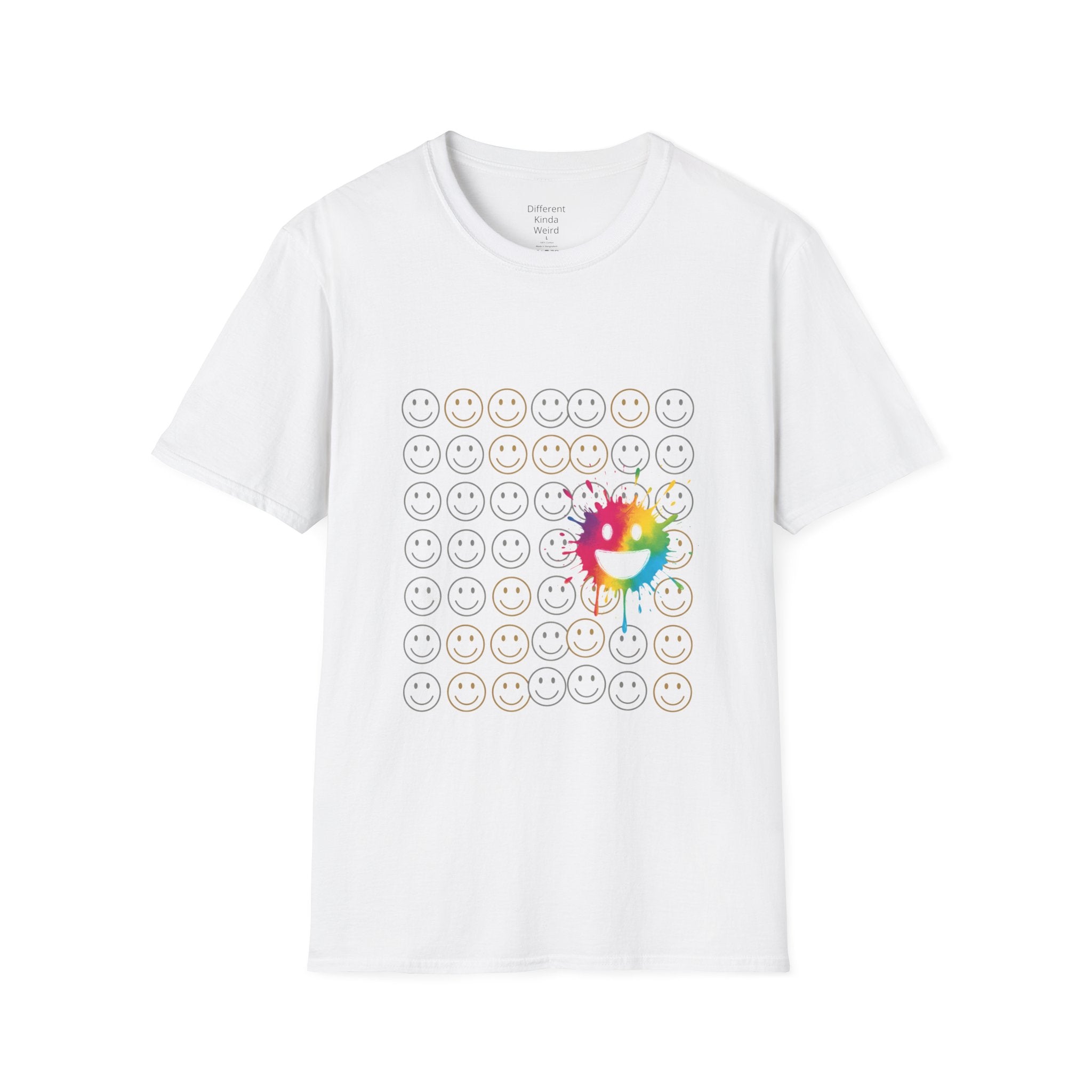 Smiley Grid T-Shirt — Color Splash Emoticon Graphic Tee
