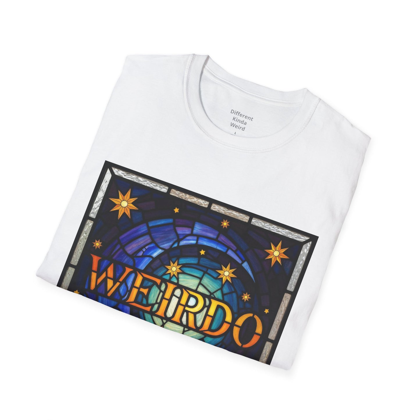 Weirdo Stained Glass Graphic T-Shirt — Retro Celestial Art Tee