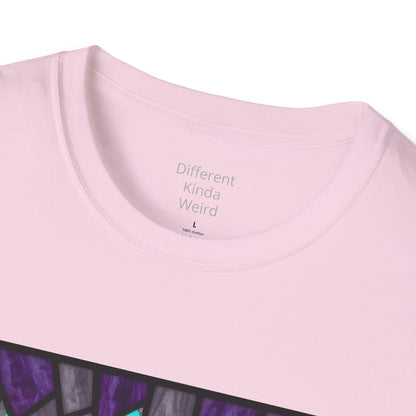 Weirdo Stained Glass T-Shirt — Colorful Mosaic 'WEIRDO' Graphic Tee
