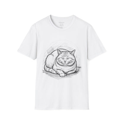 Cat Sketch T-Shirt — Relaxed Sleeping Cat Illustration Tee