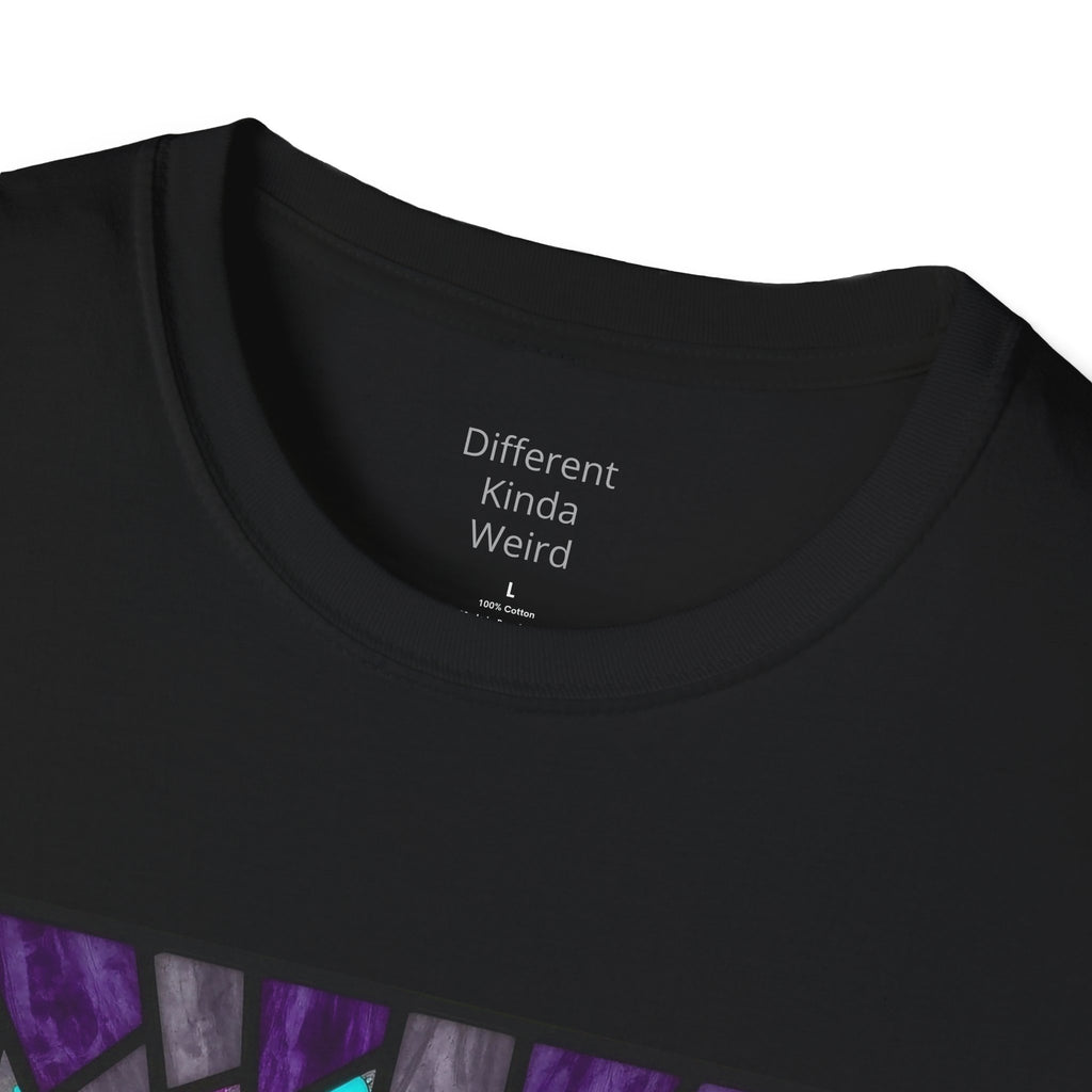 Weirdo Stained Glass T-Shirt — Colorful Mosaic 'WEIRDO' Graphic Tee
