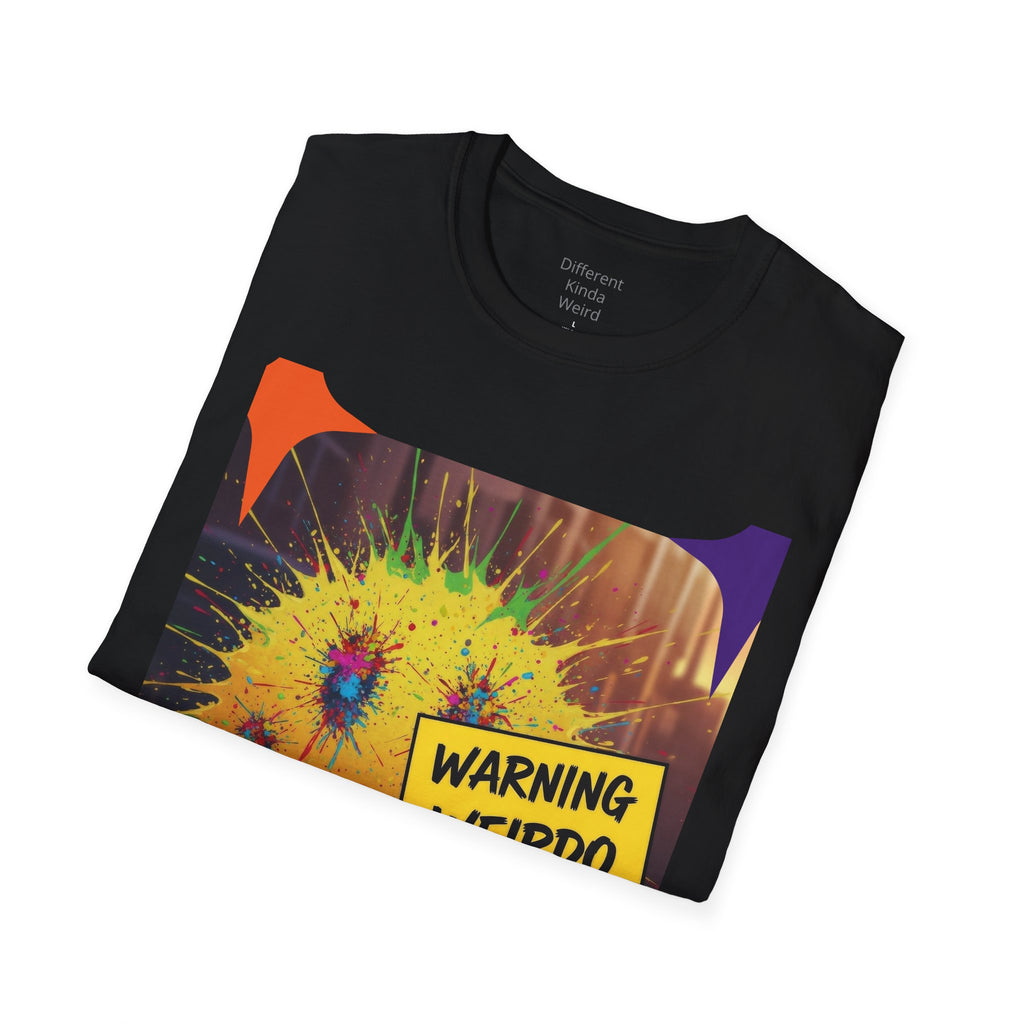 T-Shirt — "Warning Weirdo" Retro Smiley Graphic Tee