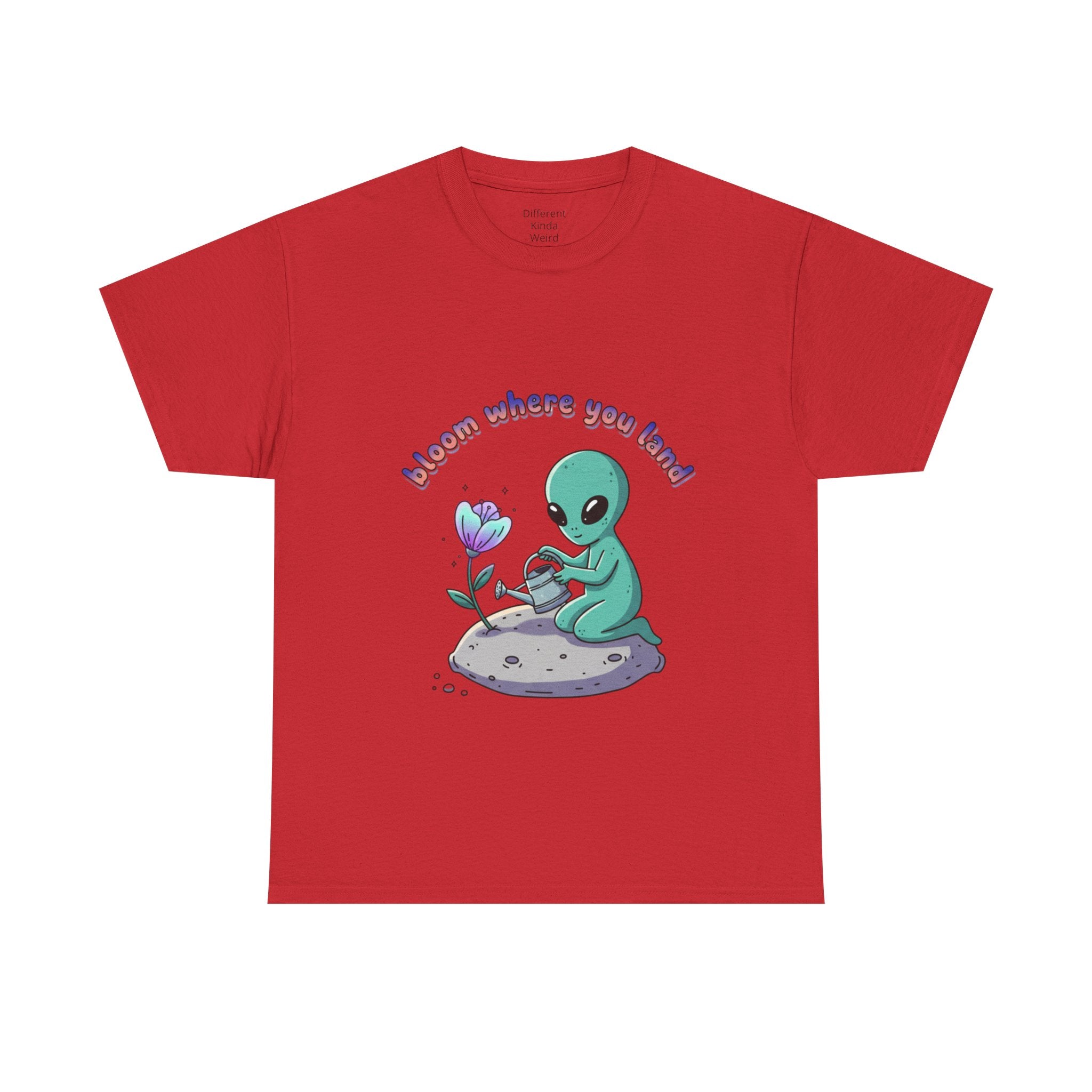 Alien Planting Tee — "Bloom Where You Land" Cute Alien Graphic T-Shirt