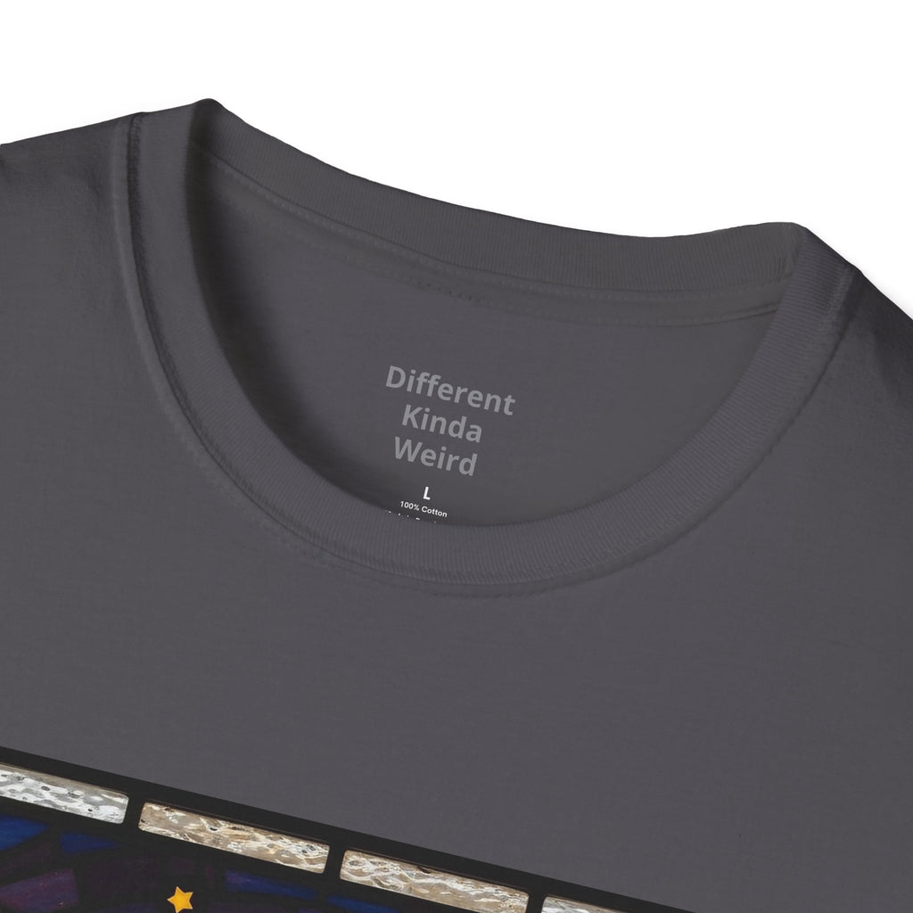 Weirdo Stained Glass Graphic T-Shirt — Retro Celestial Art Tee