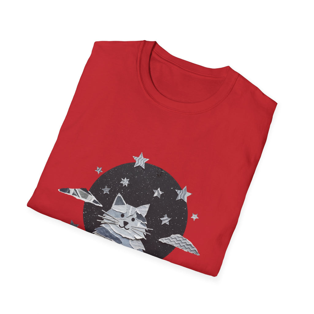 Celestial Cat Graphic Tee — Cute Space Cat T-Shirt with Stars