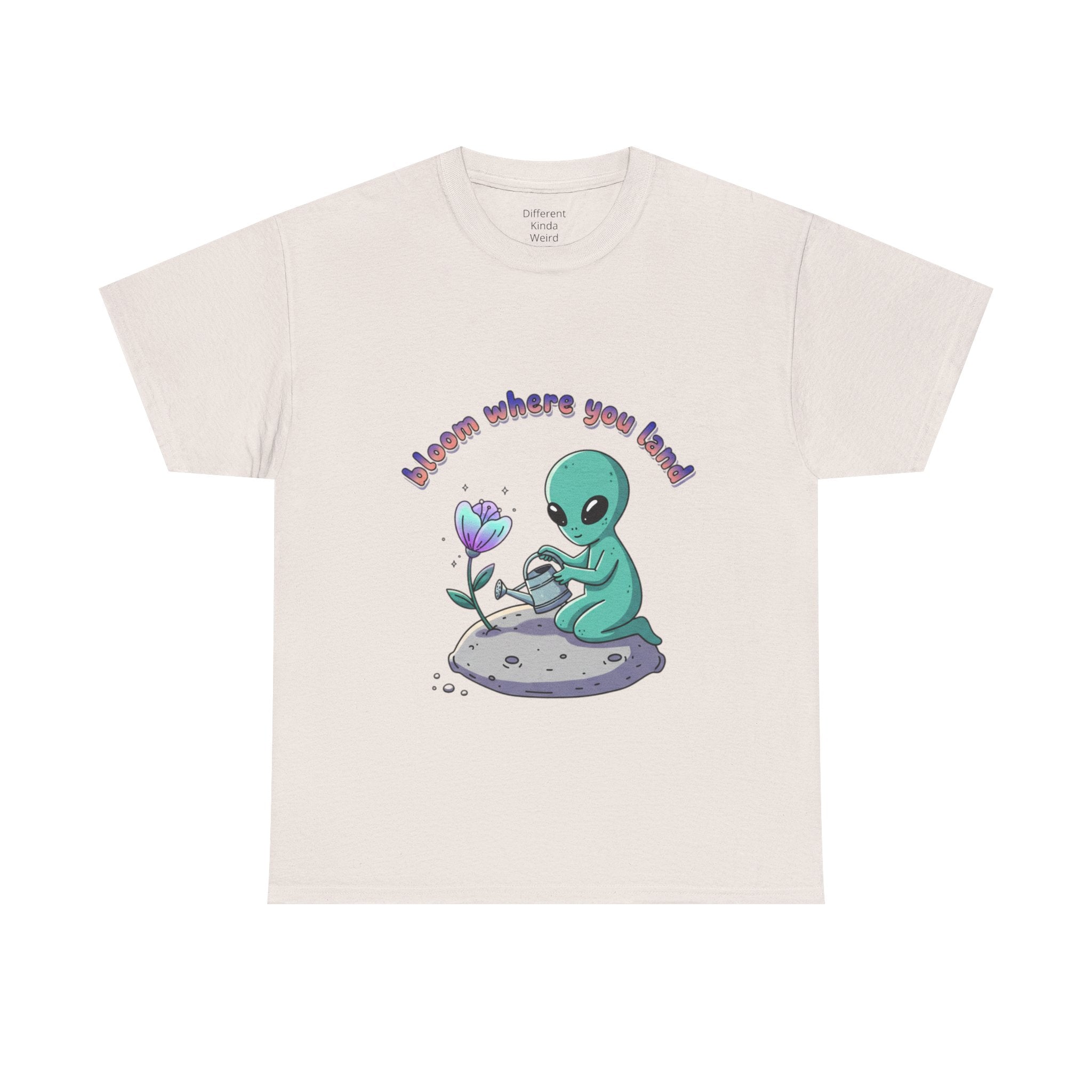 Alien Planting Tee — "Bloom Where You Land" Cute Alien Graphic T-Shirt