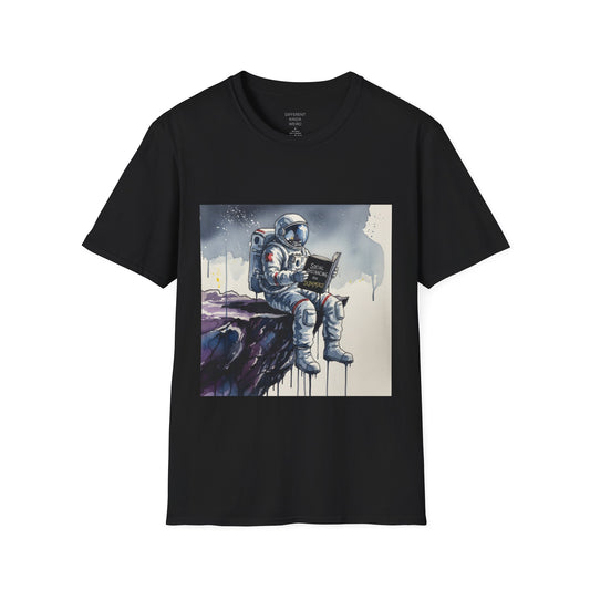 Astronaut Reading T-Shirt — Space Explorer Graphic Tee
