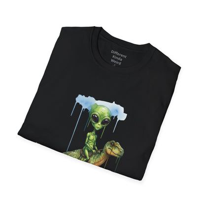 Alien Riding T-Rex T-Shirt