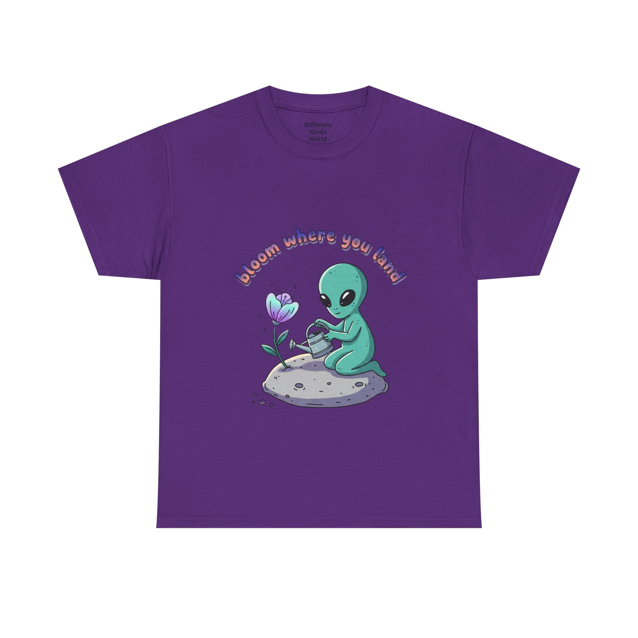Alien Planting Tee — "Bloom Where You Land" Cute Alien Graphic T-Shirt