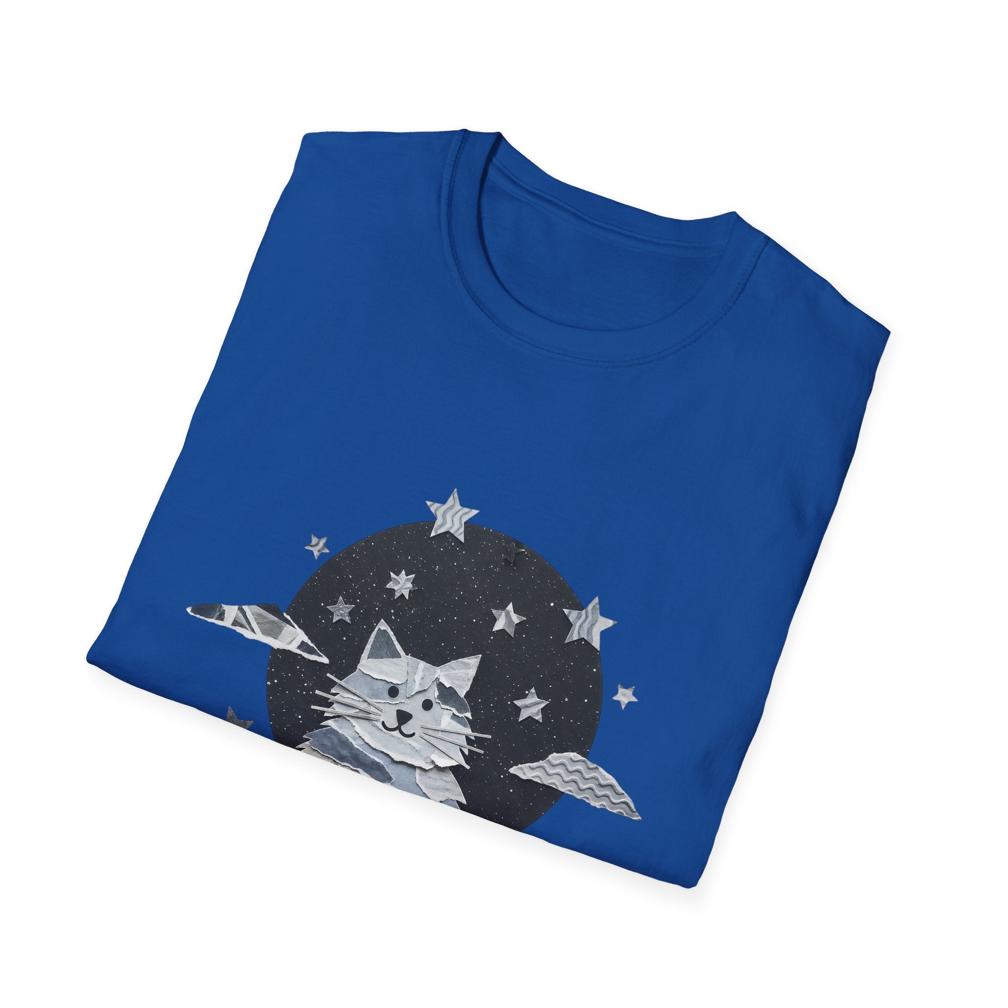 Celestial Cat Graphic Tee — Cute Space Cat T-Shirt with Stars
