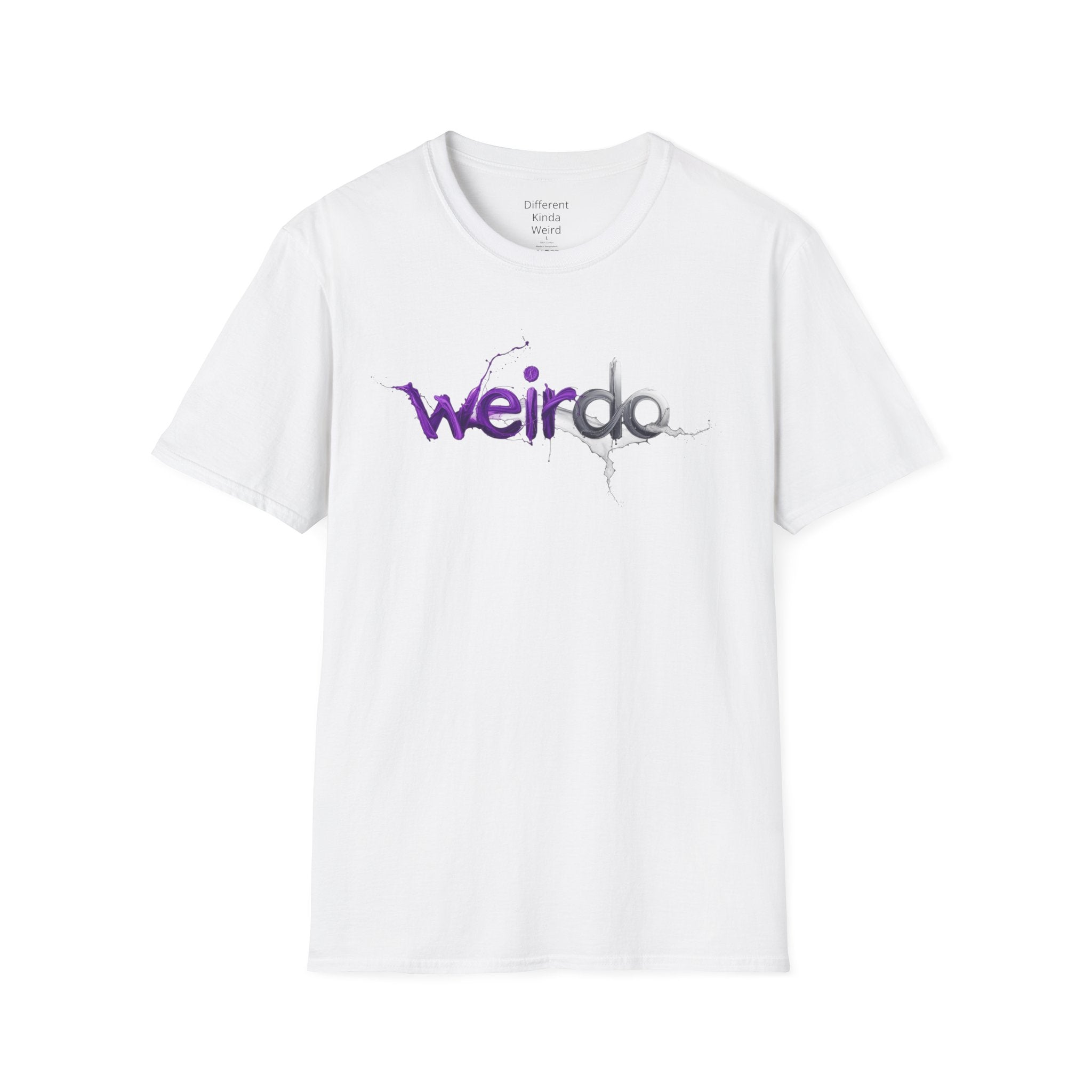 Weirdo Graphic Tee — Purple Grunge Text T-Shirt
