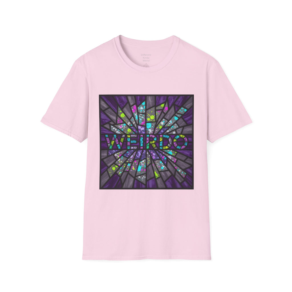 Weirdo Stained Glass T-Shirt — Colorful Mosaic 'WEIRDO' Graphic Tee