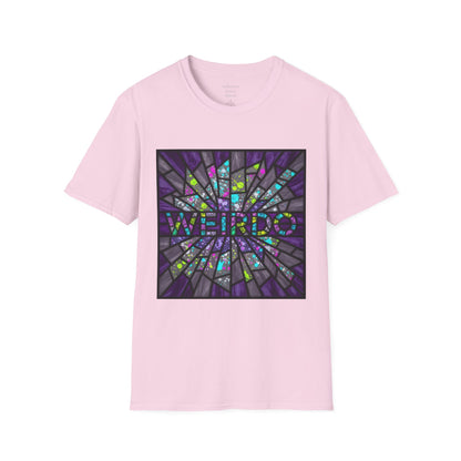 Weirdo Stained Glass T-Shirt — Colorful Mosaic 'WEIRDO' Graphic Tee
