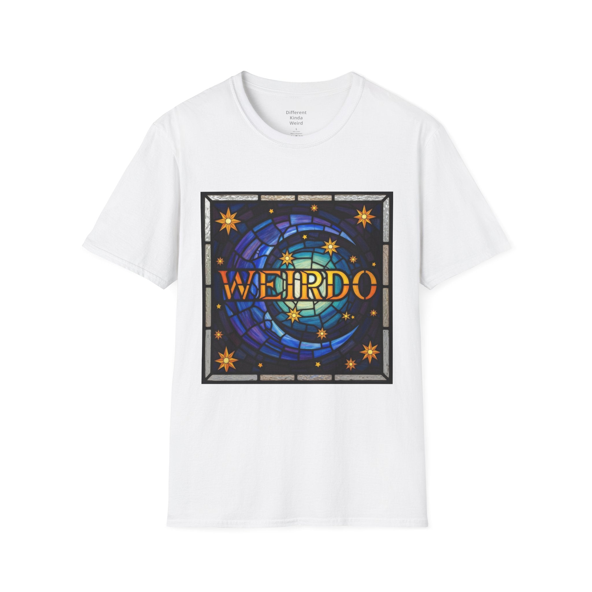 Weirdo Stained Glass Graphic T-Shirt — Retro Celestial Art Tee